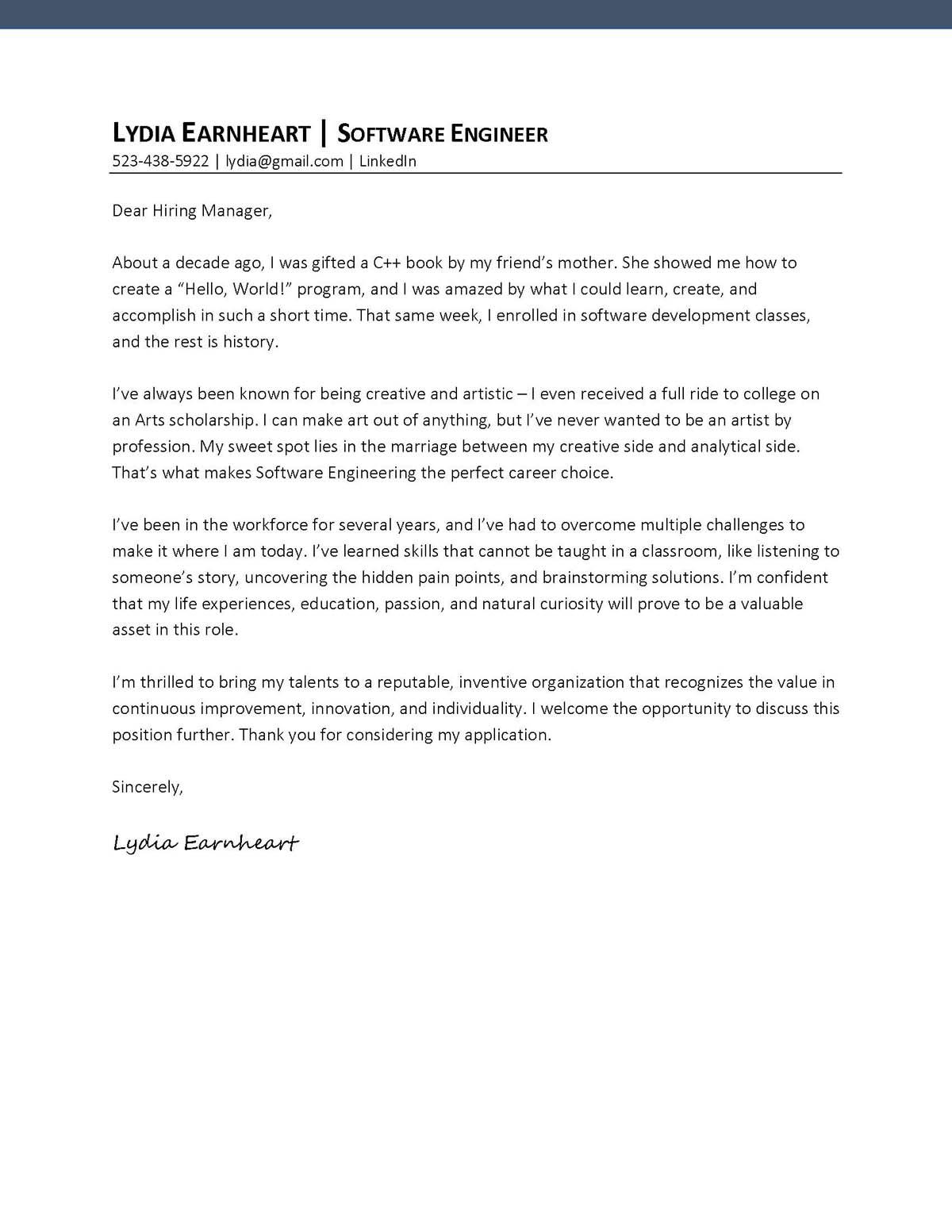 Sample cover letter: Computer Software, Mid Experience, Response to Ad