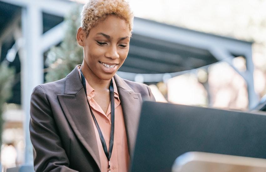 woman working on her laptop