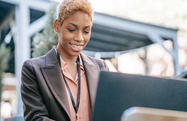 woman working on her laptop