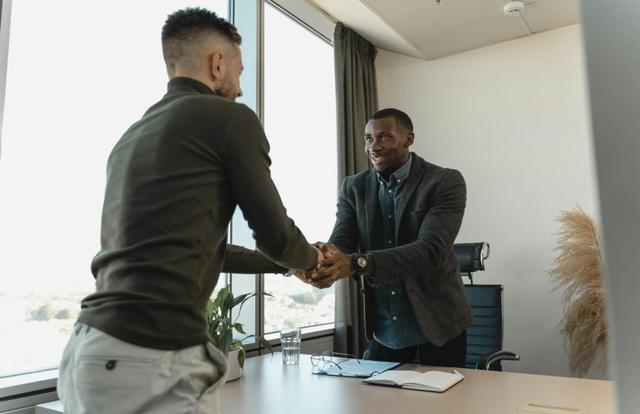 two professionals doing a job interview