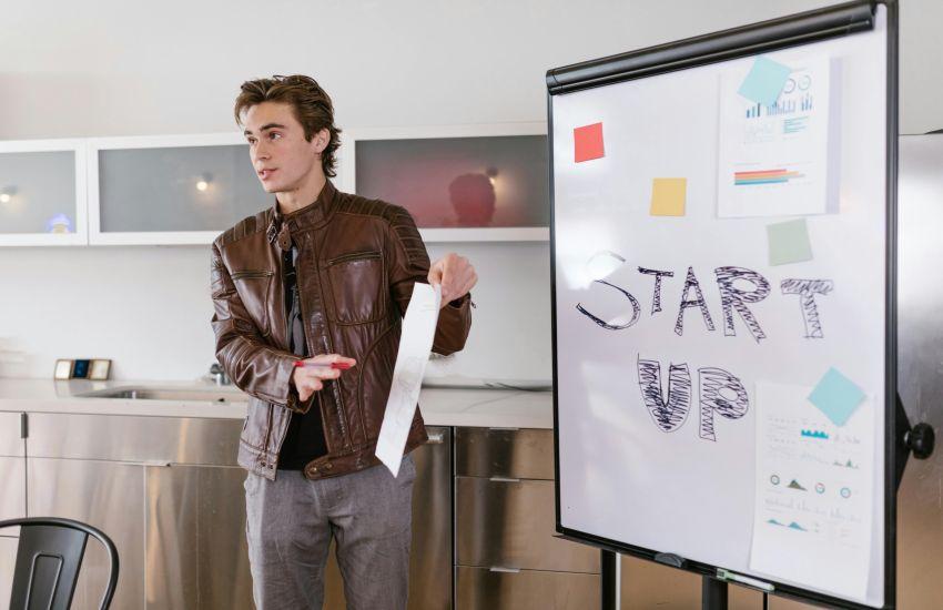 Man giving a presentation of his start up